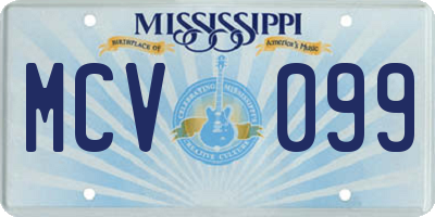 MS license plate MCV099