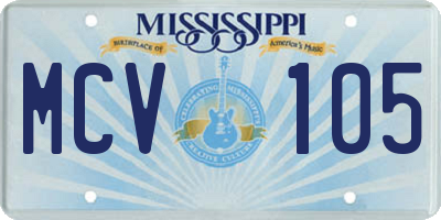 MS license plate MCV105