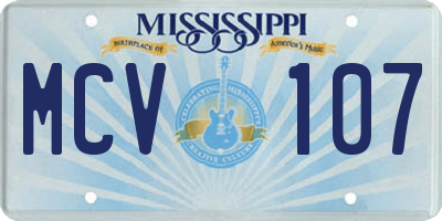 MS license plate MCV107