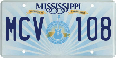 MS license plate MCV108