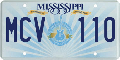 MS license plate MCV110