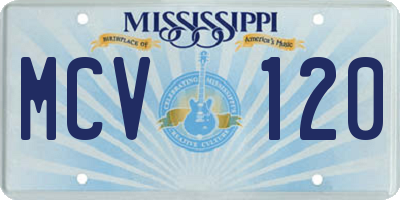 MS license plate MCV120