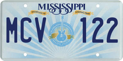 MS license plate MCV122