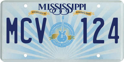 MS license plate MCV124