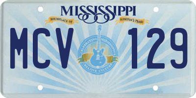MS license plate MCV129