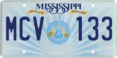 MS license plate MCV133