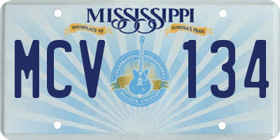 MS license plate MCV134