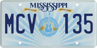 MS license plate MCV135