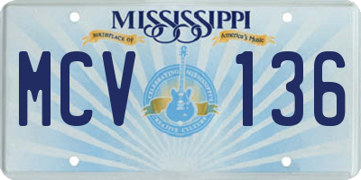 MS license plate MCV136