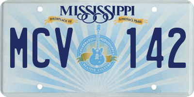 MS license plate MCV142