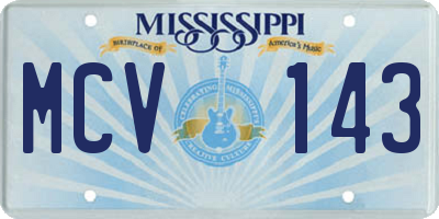 MS license plate MCV143