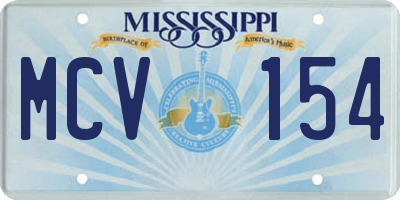 MS license plate MCV154