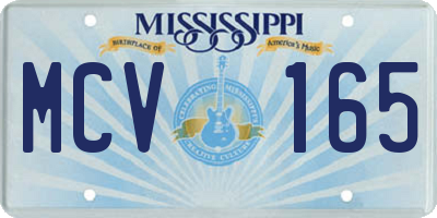 MS license plate MCV165