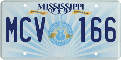 MS license plate MCV166