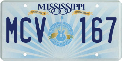 MS license plate MCV167