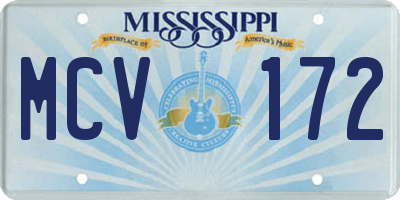 MS license plate MCV172