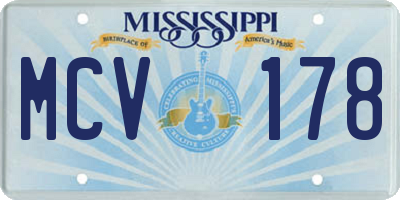 MS license plate MCV178