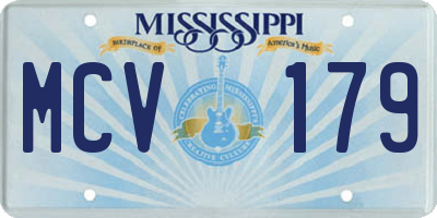 MS license plate MCV179