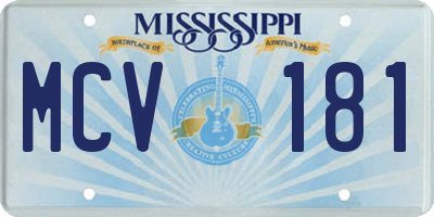 MS license plate MCV181