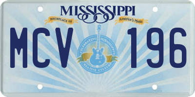 MS license plate MCV196