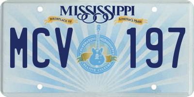 MS license plate MCV197
