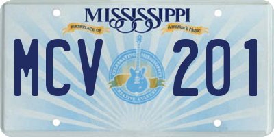 MS license plate MCV201
