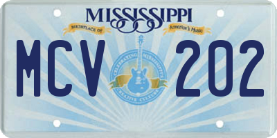 MS license plate MCV202
