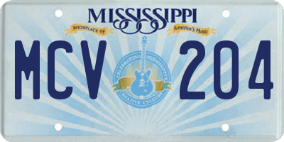 MS license plate MCV204