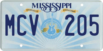 MS license plate MCV205