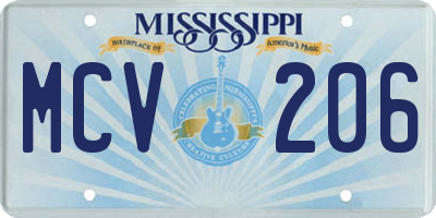 MS license plate MCV206
