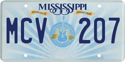 MS license plate MCV207