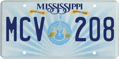 MS license plate MCV208