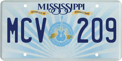 MS license plate MCV209