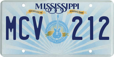 MS license plate MCV212