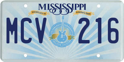 MS license plate MCV216