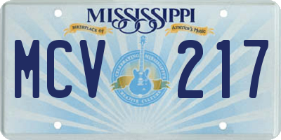 MS license plate MCV217