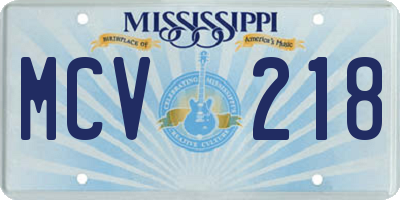 MS license plate MCV218