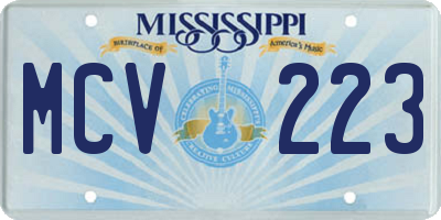 MS license plate MCV223