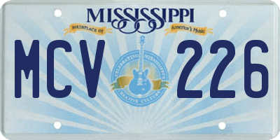 MS license plate MCV226