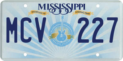 MS license plate MCV227