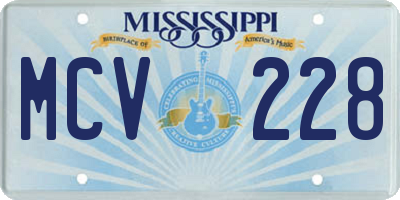 MS license plate MCV228