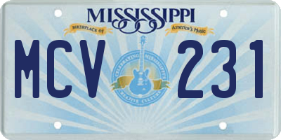 MS license plate MCV231