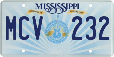 MS license plate MCV232