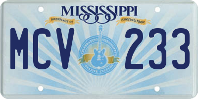MS license plate MCV233