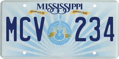 MS license plate MCV234