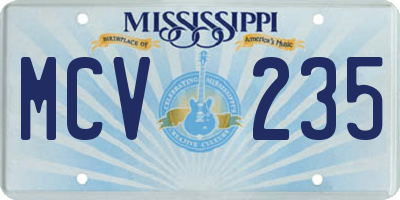 MS license plate MCV235