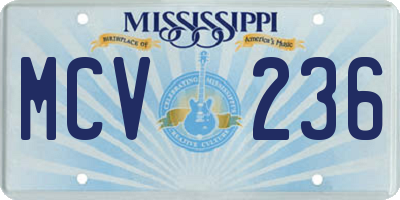 MS license plate MCV236