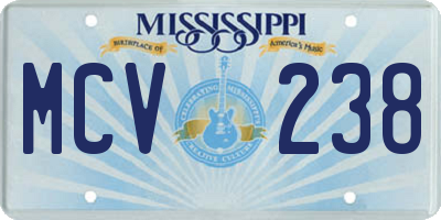 MS license plate MCV238