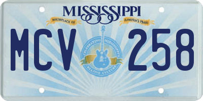 MS license plate MCV258