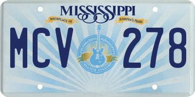 MS license plate MCV278